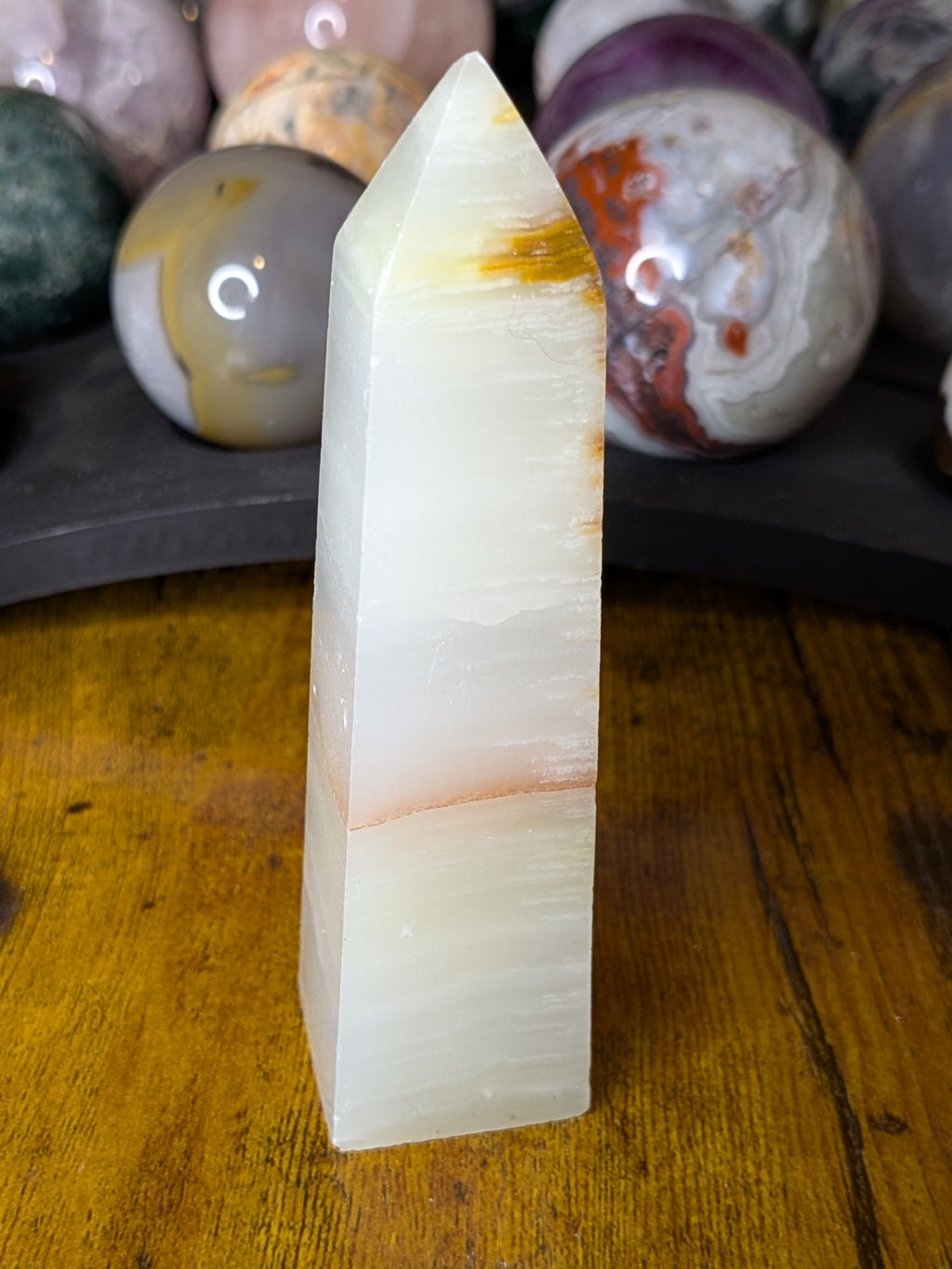Banded White Calcite Tower