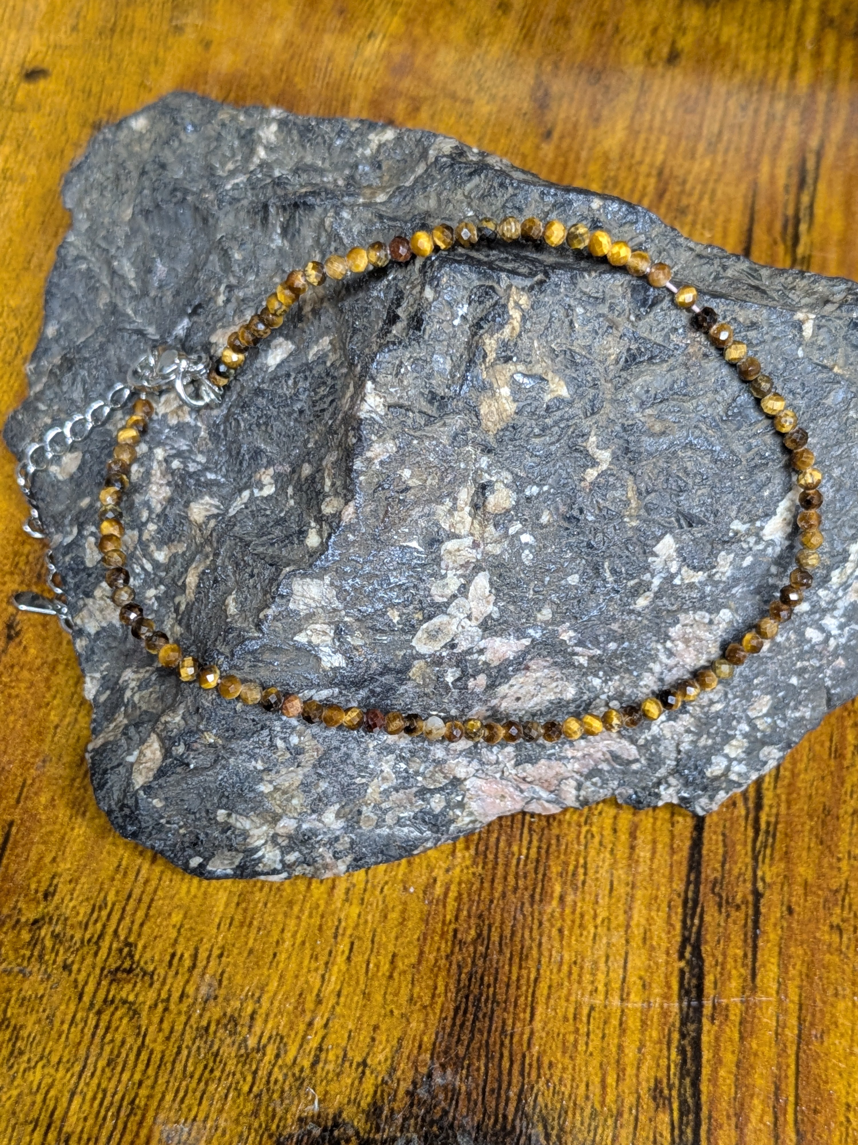 Tiger's Eye Faceted Beaded Anklet
