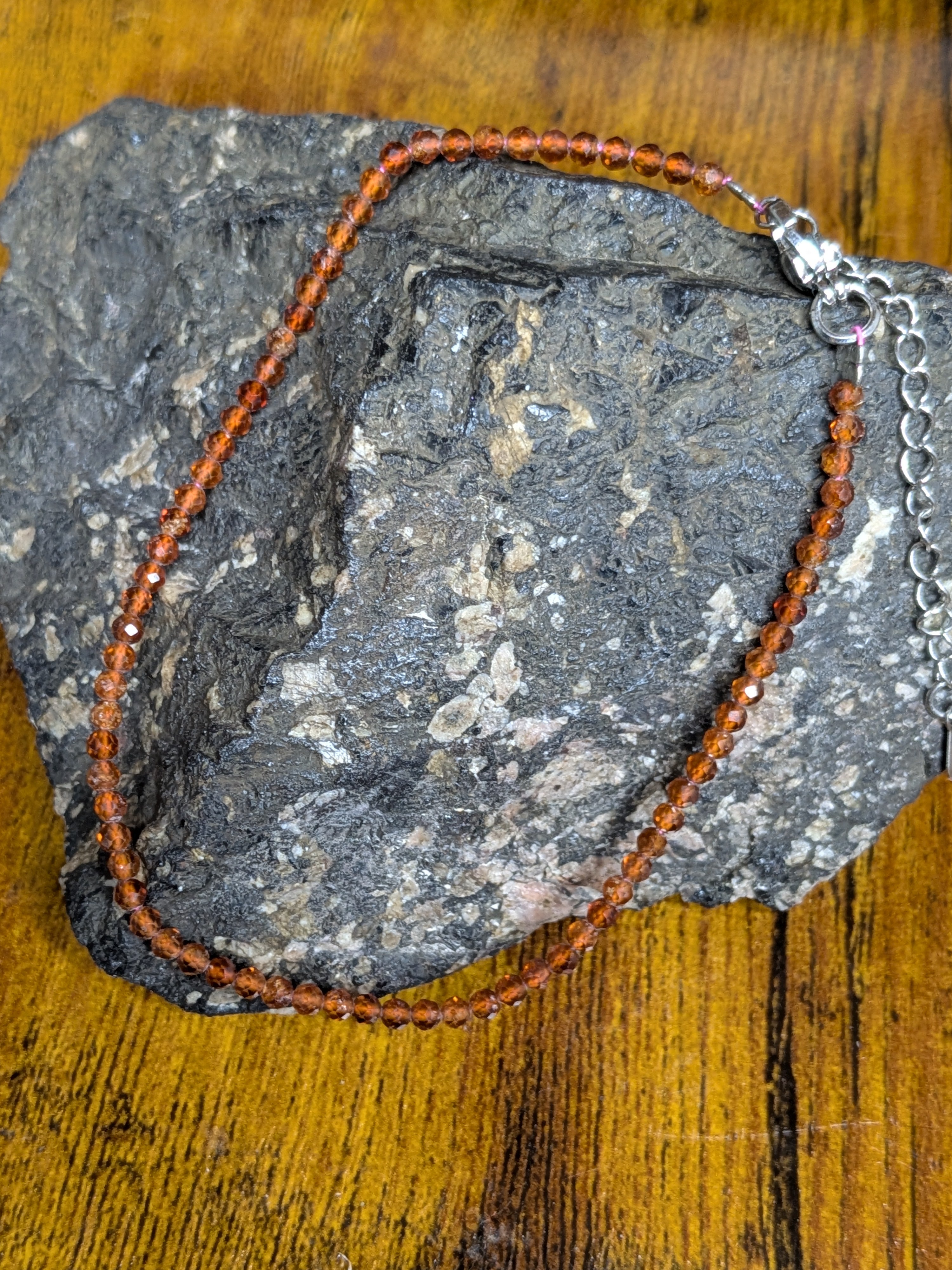 Carnelian Faceted Beaded Anklet