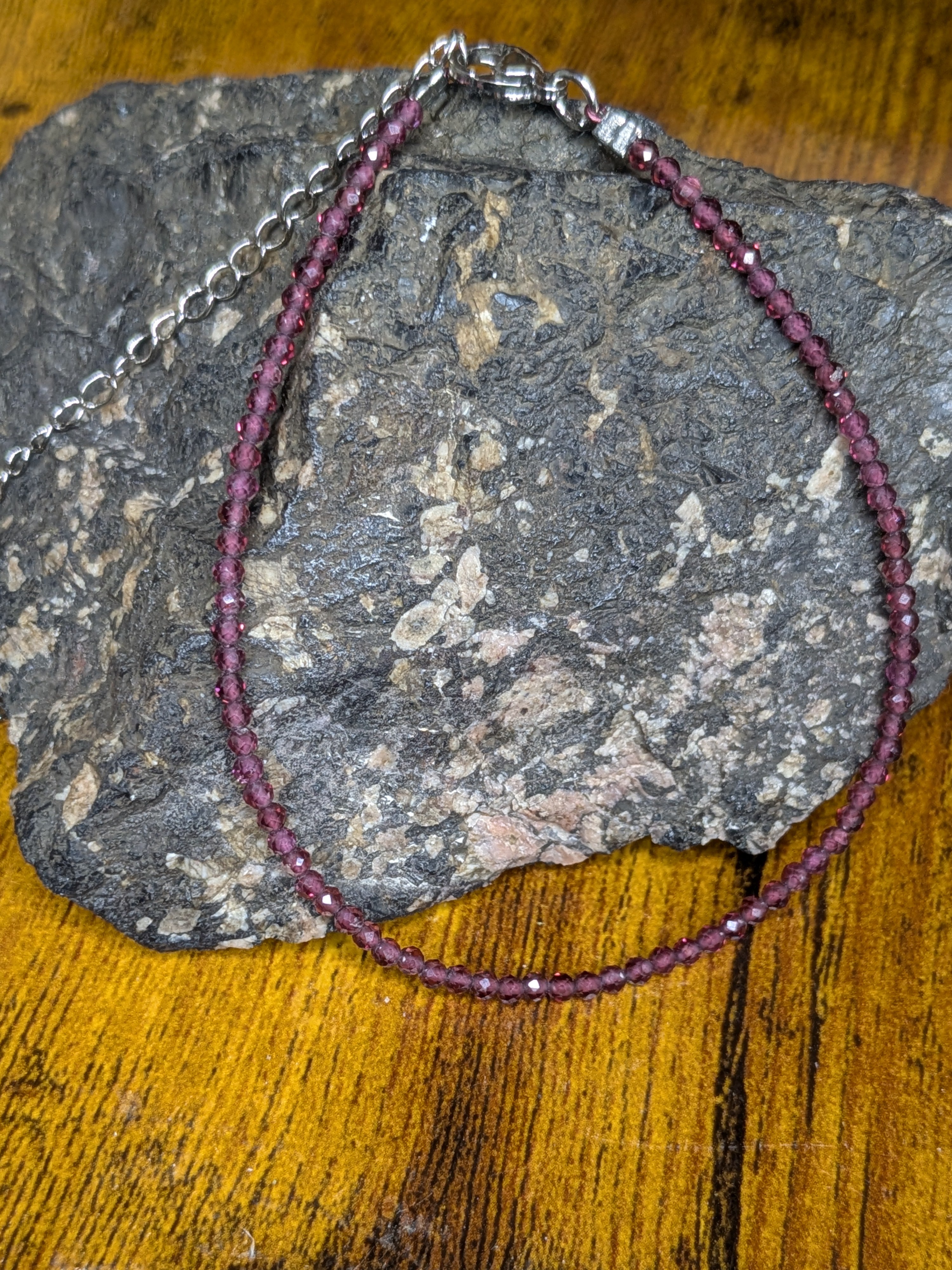 Garnet Faceted Beaded Anklet
