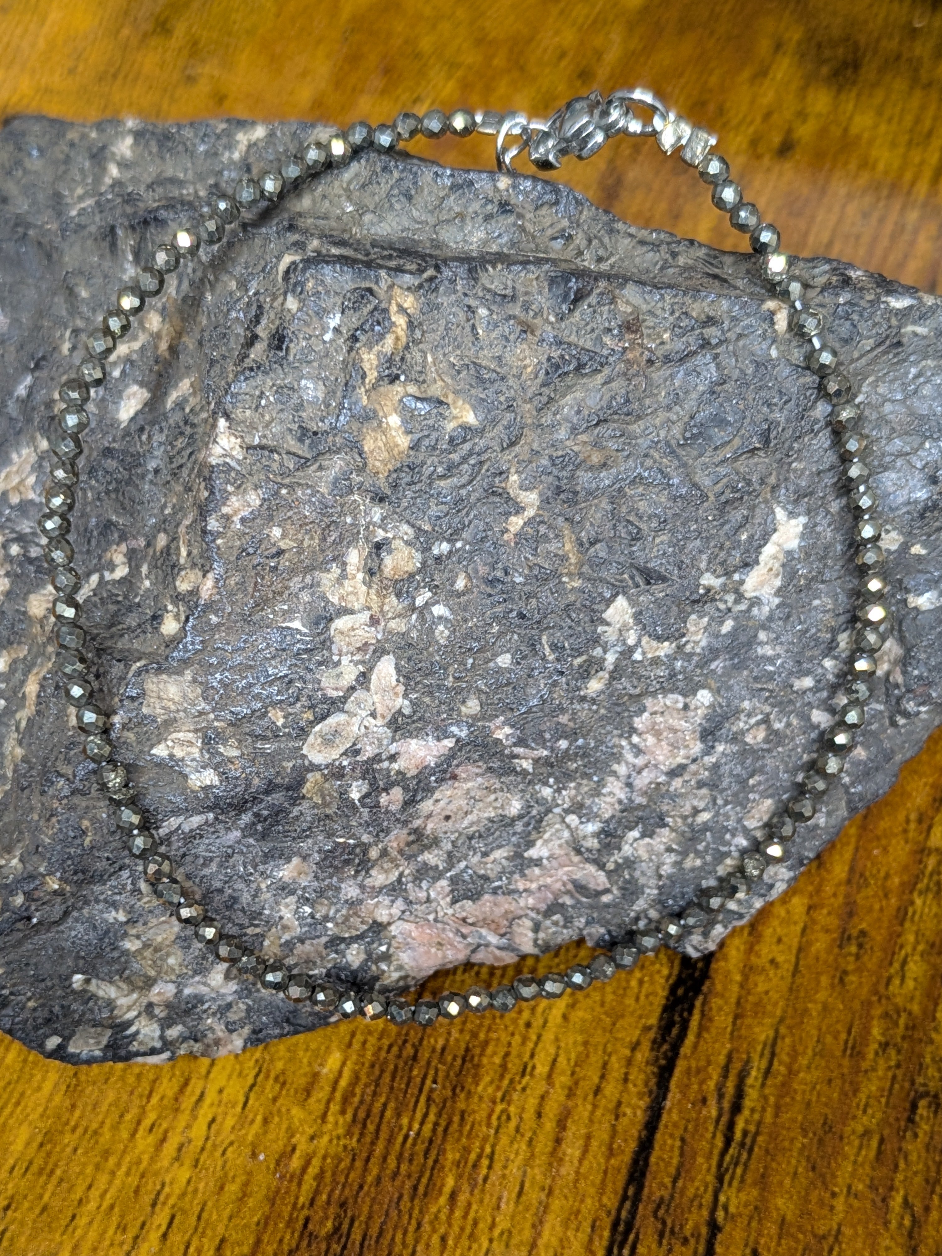 Pyrite Faceted Beaded Anklet