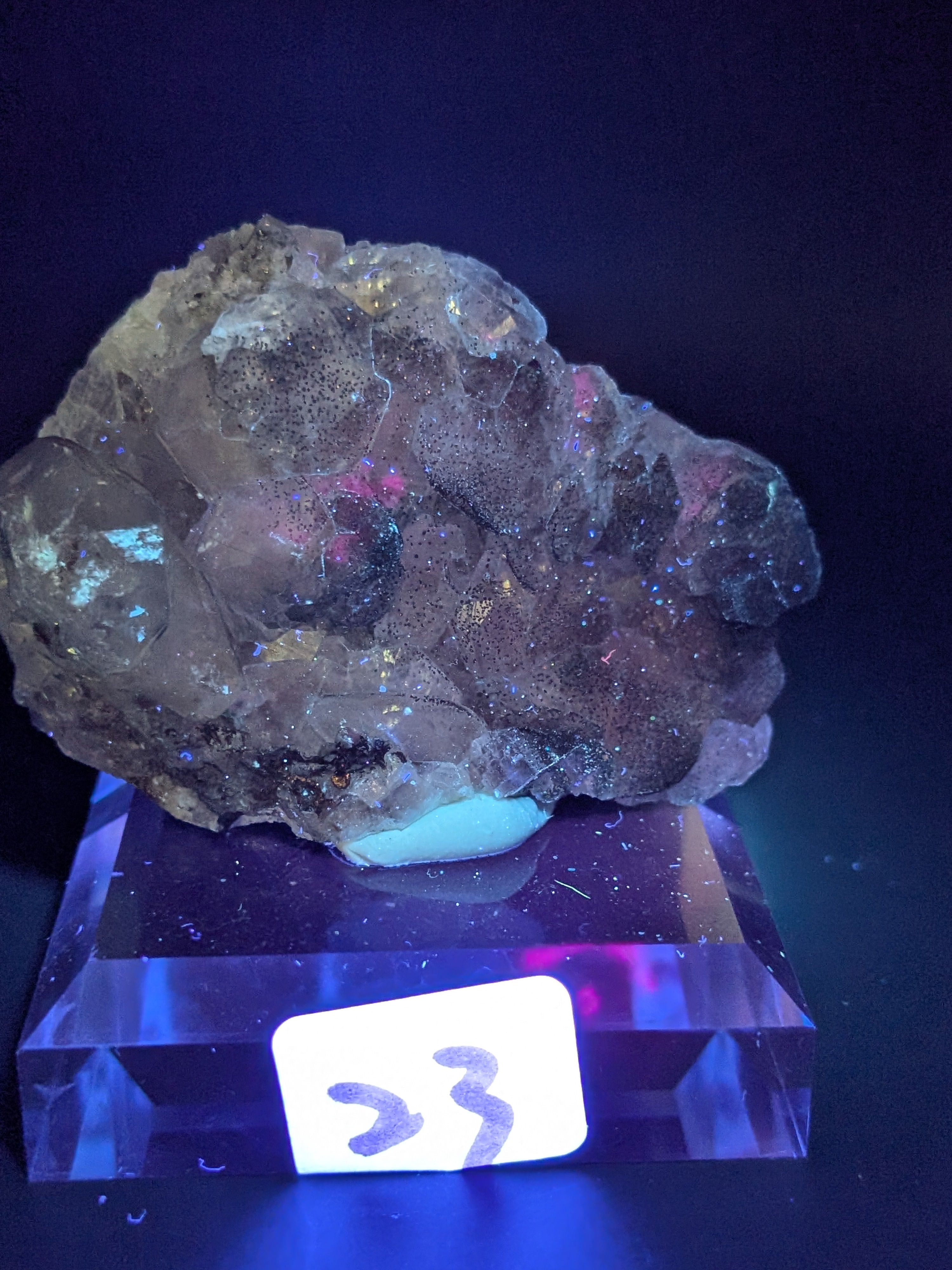 Rainbow Iron Sulfide Needle Calcite with Benz Calcite