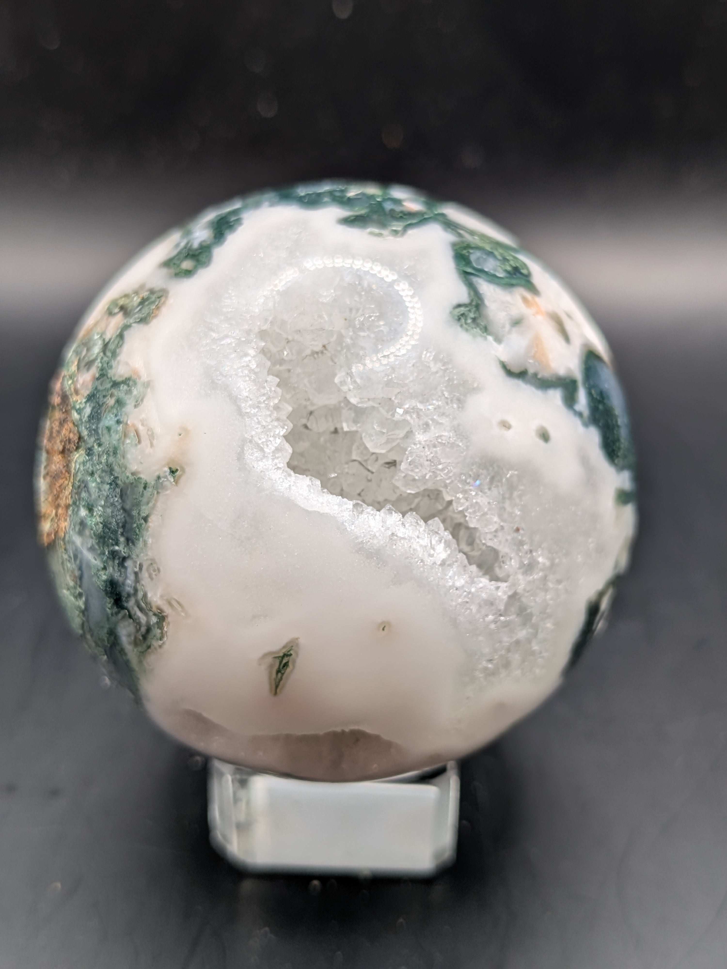 Moss Agate Druzy Sphere