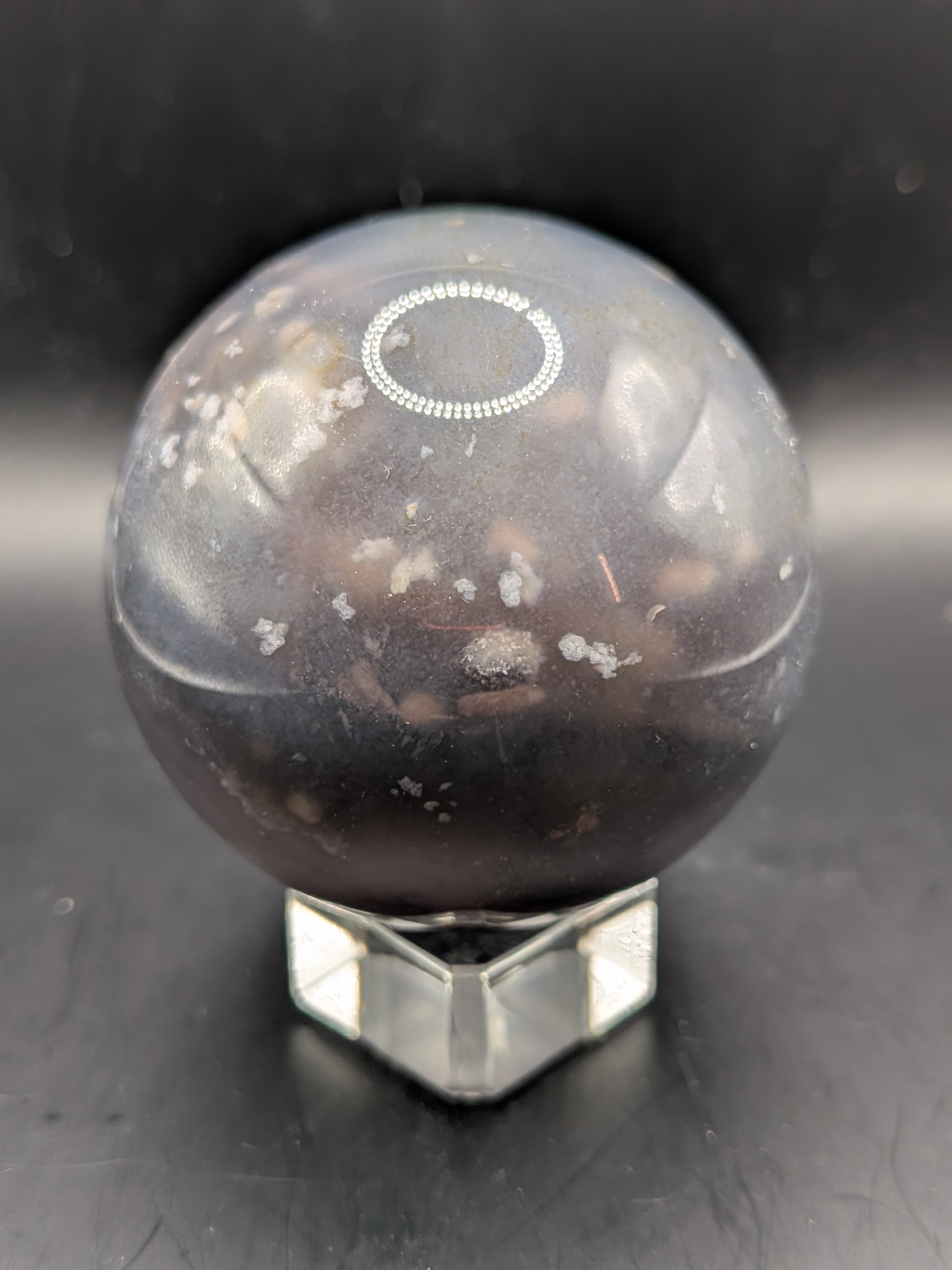 Black Flower Agate Sphere
